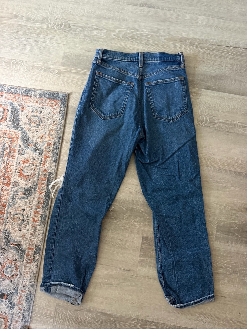 Abercrombie & Fitch Distressed Dark Blue Straight-Leg Jeans - Picture 3 of 3